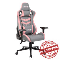 Techni Mobili RTA-TS83-GRY-PNK Techni Sport TS-83 Ergonomic High Back Racer Style PC Gaming Chair, Grey/Pink